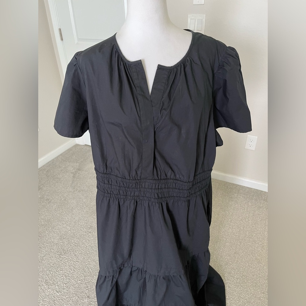 NWT Quince 100% Organic Cotton Dark Navy Tiered Maxi Dress Size 2X - Picture 5 of 12